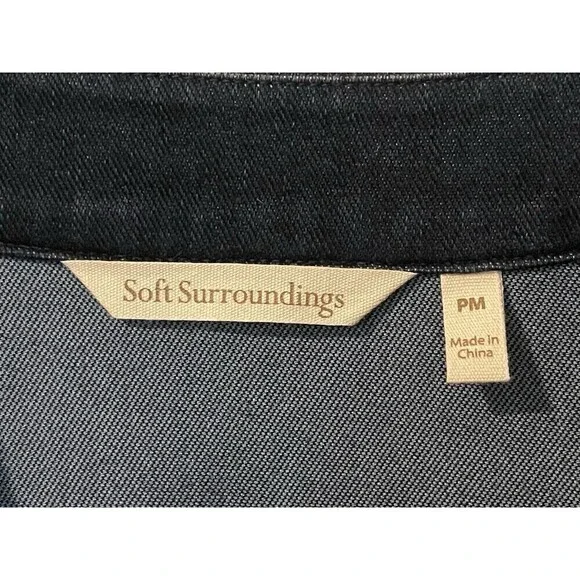 Soft Surroundings Stretch Denim Embroidery Tunic Jacket Sz PM Boho Button Front - Picture 4 of 11